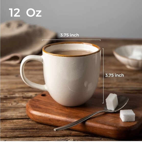 AmorArc 12oz Ceramic Modern Coffee Mug White-Reactive Glaze - Picture 3 of 10